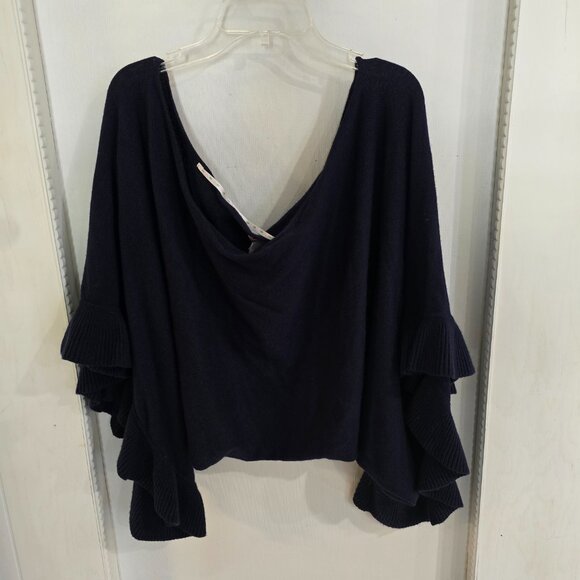 Lilly Pulitzer Tootsie Navy Blue Cotton Cashmere Ruffle Sleeve cardigan One Size - Picture 7 of 11